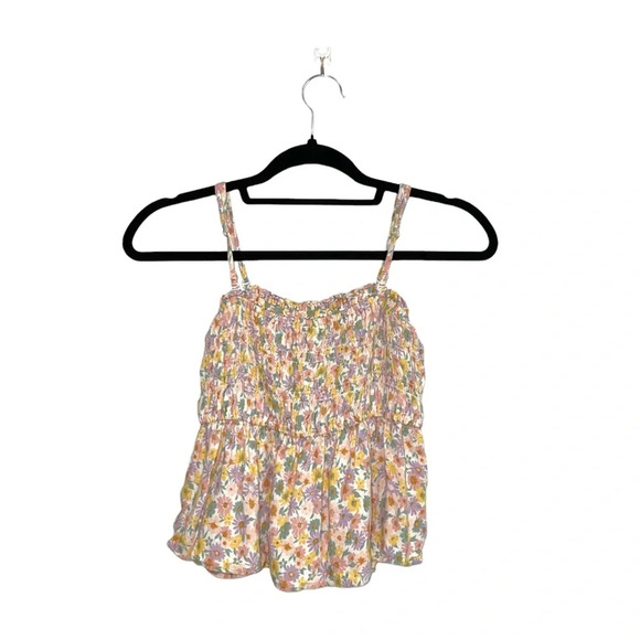 American Eagle Multicolor Ditsy Floral Print Smock Multi-way Cropped Top Xsmall - Picture 1 of 11